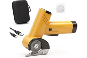 YURAGIM Elektrische Schere, 4V Kabellose Kartonschneider Akku-Universalschneider mit Bildschirm& Elbstschärfender Klingen& LED-Licht,Wiederaufladbarer Akkuschere für Papier Pappe Teppich Leder Filz Kunststoff