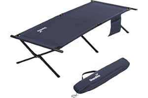 Skandika Lit de Camp Mutenia | Lit d’appoint Pliable avec Poche de Rangement, Max. 200 kg, 210 x 75 cm, Pieds antidérapants, Sac de Transport | Lit de Camp extérieur, Camping, Plage, Jardin