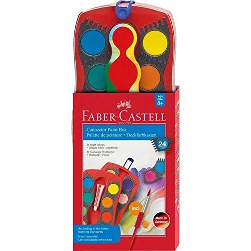 Faber-Castell 125029 - Farbkasten Connector mit 24 Farben, inklusive Clic and Go Pinsel, Größe 4