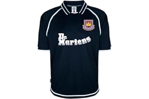 WEST HAM UNITED FC West Ham United 2000 Away Retro Football Shirt Navy Large Polyester