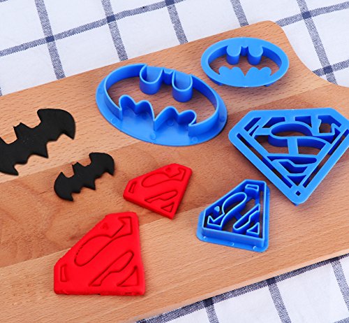 ilauke 4tlg. Keks Fondant Ausstecher Batman Super Hero Ausstechformen Superman Sugarcraft Cake Cookies Toast Cutter Dekoration Modellierwerkzeug Deko Stempel Set - 2
