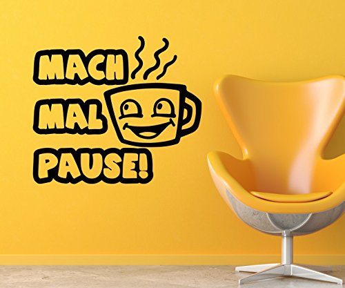Wandtattoo Kaffee Mach mal Pause Coffee Spruch Cafe Aufkleber Küche Wohnzimmer Kaffeebohnen Tasse 1D346, Farbe:Königsblau Matt;Breite vom Motiv:40cm