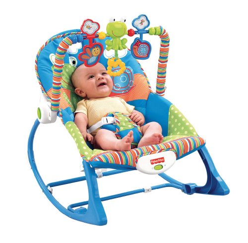 Fisher-Price 2-in-1 Y8185 Little Frog Swing Chair Practical for Feeding and Sleeping / Relaxing Massage Function