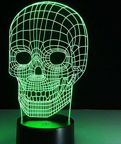 SMILE QUEEN 3D Skull Visual Lights LED Lights 3D Lights Creative Color Gift Night Light Desktop Lamp 7 Colours Changes Christmas
