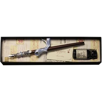 Bewinner Kalligraphie-Set – Federhalter Mit 3 Federn & Tintenflasche, Retro, Handgefertigt