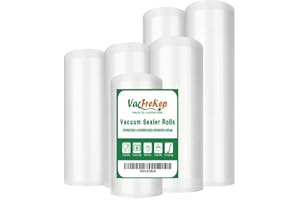 VacFreKep 6 Rotoli 15x600cm(1) e 20x600cm(3) e 28x600cm(3) Buste Rotoli Sottovuoto Alimenti,Sacchetti Sottovuoto per Alimenti,Sacchi Sottovuoto Alimenti senza BPA
