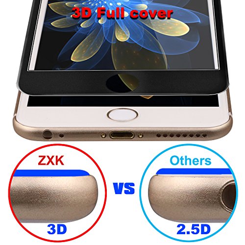 ZXK 2 Stücke iPhone 6 /6S Panzerglas Displayschutzfolie 9H Hartglas Tempered Glass 3D Full Screen ultra-dünn Schutzfolie 100% durchsichtiger Panzerglas Screen Protector 3D- Schwarz und Schwarz - 5