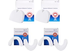 FUNCHIC 60pcs Denture Adhesive Cushion, Zinc Free Long-Lasting Denture Adhesive Cushion Denture Adhesive Pad for Secure Hold and Food Seal (Lower)
