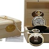 Rolls Royce Goldtaschenuhr, 24 Karat vergoldet, zertifiziert, luxuriöse Geschenkbox aus Holz