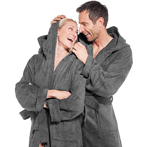 Frottee Bademantel für Damen u. Herren mit Kapuze, Baumwolle Saunamantel von aqua-textil Serie Föhr Morgenmantel - 2