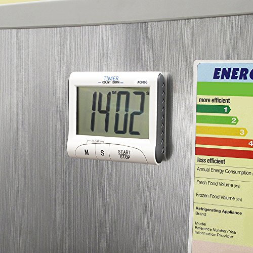 Kings & Queens Large Display Electronic Digital Countdown and Count up Loud Alarm Kitchen Timer / Sport Stopwatches with Clock Function (Magnet and Stand) AC006-1G by Kings & Queens - 2