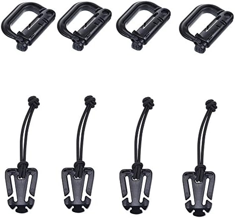 YCNK 4 Pack Multipurpose D-Ring Grimloc Locking for Molle Webbing (Black)