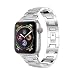 Produktbild MuSheng Armband für Apple Watch Series 4 44mm, Edelstahl Metall Ersatz Band Uhrenarmband mit Kristall Strap für Apple Watch Series 4 (Silber)