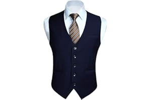 HISDERN Gilet de couleur unie en coton pour gilet de soiree formelle pour hommes