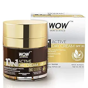 WOW Skin Science Cream 10 in 1 Active Miracle No Parabens & Mineral Oil Day Cream, 50mL