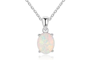 XUEQI S925 Silber Australische Edelsteine Opal Anhänger Medaillons Halsketten Oval Ellipsee für Frauen Valentines Geschenk, 925 Silver