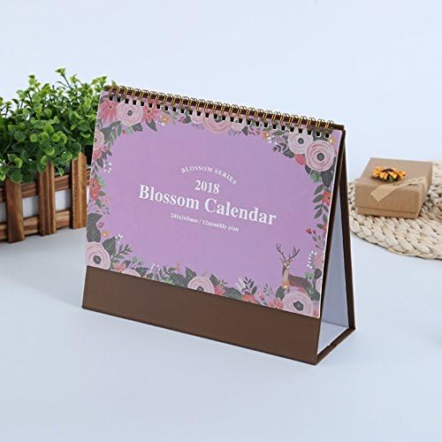 Eyxia 2018 Desk Calendar Office Blossom Schedule Gift Book Monthly Flip Desk Daily List Planner, Floral ( Color : Purple )