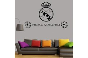 PAWANG Wandaufkleber Dekoration 89 Cm * 57 Cm Fußball Fußballverein Real Madrid Logo Aufkleber Vinyl Wandtattoos Für Wände Raumdekoration Jungen Schlafzimmer Poster Wandbild