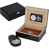 K&uuml;&ccedil;&uuml;k Mat Siyah Humidor Puro Kutusu K&uuml;ll&uuml;k Makas Seti rd26