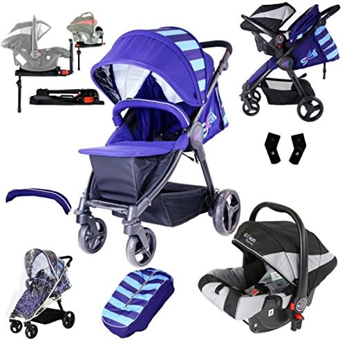 iSafe Sail Stroller - Navy Travel System Includes Carseat, ISOFIX Base, Bumper Bar Rain cover Bootcover