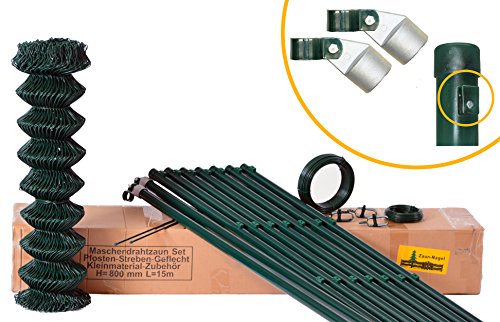 Maschendrahtzaun Komplettset Standardqualität - 15 m / 80 cm hoch