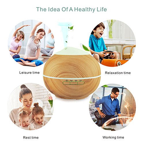 Aroma Diffuser, 200ml Holzmaserung luftbefeuchter mit farbenwechselnde elektrisch Duftlampe 7 Farben für Yoga Salon Spa Wohn Schlaf Bade oder Kinderzimmer Hotel - 3
