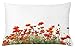 Produktbild Flower Throw Pillow Cushion Cover, Poppies Spring Field Countryside Botanical Nature Meadow Landscape Print, Decorative Accent Pillow Case, 20X30 Inches, Scarlet Green White