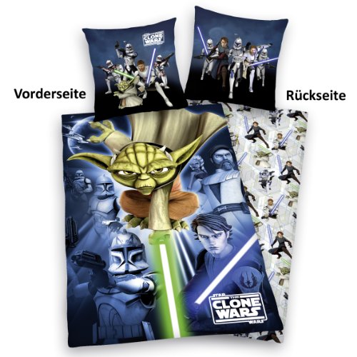 Herding 467201050 Clone Wars Bettwäsche, 80 x 80 cm + 135 x 200 cm mit Knopfleiste , Biber / Flanell - 2