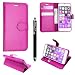 Produktbild iPhone 7 Hülle , Kamal Star® [ Plain Pink Book ] Kunstleder Tasche PU Schutzhülle Tasche Leder Brieftasche Hülle Case Cover + Gratis Universal Eingabestift
