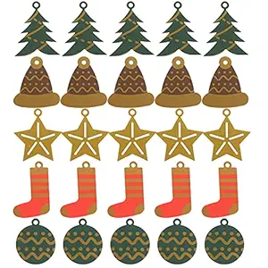 hemoton 50Pcs Christmas Hanging Tag Mini Christmas Greeting Cards Xmas Gift Tag Name Label Christmas Tree Hanging Ornament Decoration