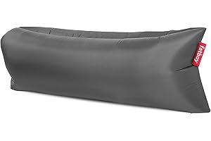 Fatboy Lamzac 3.0 - Divano gonfiabile per adulti e bambini, divano da campeggio, divano letto pigro ad aria, 200 x 90 x 50 cm, senza pompa necessaria, per uso interno ed esterno, Grigio acciaio