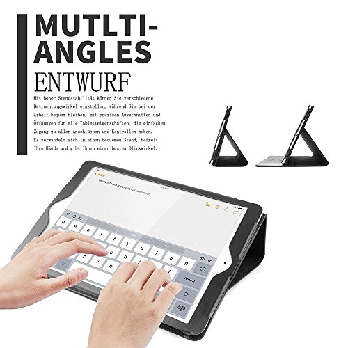 Boriyuan IPad mini 4 Hülle Echt Ledertasche Smart Cover Leder Case aus echtem Leder im Bookstyle mit Standfunktion, Auto Sleep Wake up und Fach für Kreditkarten (Schwarz) - 4