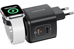 NEWDERY Stacja ładująca do zegarka Apple Watch 36 W, USB C, ładowarka wtyczka do Apple Watch 8/7/6/5/4/3/2/1/ultra/SE, do iPhone 14 13 Pro Max / 12 Pro / 11 / iPad / Samsung Galaxy S22/S22+/S21