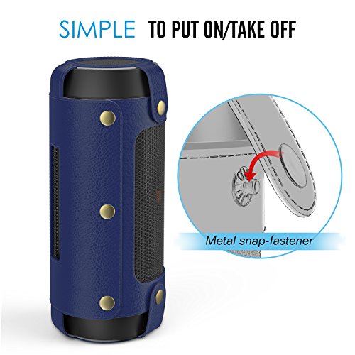 MoKo JBL Charge 2+ Lautsprecher Hülle Abdeckung, Premium PU Leder Schutzhülle Tasche Case mit Handschlaufe und Karabiner für JBL Charge 2+ Bluetooth Wireless Speaker, Marineblau - 7