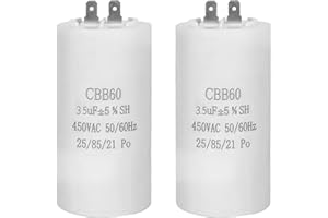 KSYWYDU 2 piezas CBB60 3,5uF 450 V 50/60 Hz Condensador de arranque motor 30 x 55 mm, condensador motor AC, reemplazo universal para secador de ropa, bomba ventilador compresor lavadora con alambres