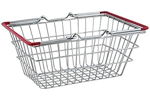 apollo THE HOUSEWARES BRAND Chrome Mini Shopping Basket, Toy, Encourages Creativity and Imagination, Storage for Stationary, Size: 18.5x14x9.5cm, Chrome