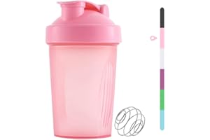 huiyoujiu Protein Shaker Bottle, Supplements Shakers with Mixing Ball, Portable Workout Water Cup with Leakproof Flip-on Lid, 400ml Fitness Milkshake Bottle for Gym, Sports, Fitness