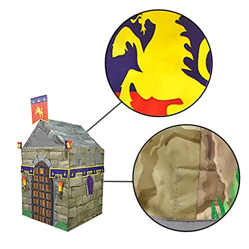 Childrens Kids Canvas Effect Play Tent Knights Castle with 6 Accessories Garden Indoor Outdoor Play House