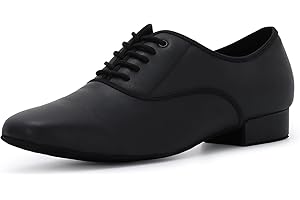 Syrads Zapatos de Baile Latino Hombre de Tacón Bajo Práctica Danza Zapatos 2.5 cm, Negro