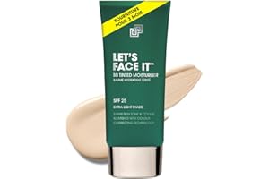 Shakeup Cosmetics Hydratant Teinté Homme, Maquillage Végan pour Hommes, Couvrance Naturelle contre Rougeurs & Imperfections, Hydratation 24h avec SPF, Teinte Extra Light, 50 ml. Aka. LET’S FACE IT