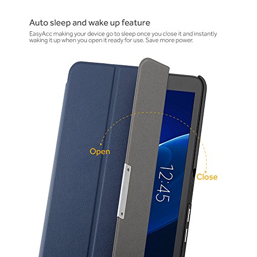 EasyAcc Samsung Galaxy Tab A 10.1 Hülle, EasyAcc Samsung Galaxy Tab A 10.1 T580N/ T585N Case Schutzhülle Hochwertiges PU Leder Etui – mit Automatischem Schlaf Funktion und Standfunktion (Dunkelblau, Kunstleder, Ultra Dünn) - 3