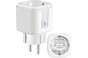 ZECAMIN Inteligentne gniazdko Wi-Fi 16 A, 3680 W, z pilotem zdalnego sterowania i sterowaniem głosem, mierzy zużycie prądu, gniazdko WiFi 2,4 G, kompatybilne z Alexa i Google Home, 1 opakowanie