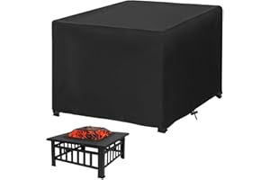SKRSKR Gas Fire Pit Cover Square Garden Fire Pit Covers Patio Brazier Fire Bowl Covers Waterproof Heavy Duty Fabric Cover, Rectangle Outdoor Covers 84x84x61CM
