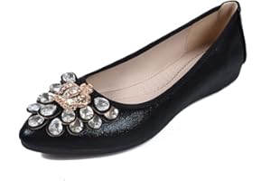 Aoikoy Ballerines Plates Pliables décontractées pour Femme avec Strass étincelants - Chaussures Plates Confortables à Enfiler
