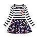 Produktbild OverDose Nettes Kleinkind Baby Kind Blumen Druck Stickerei-Prinzessin Party Kleid Bluse Dress Langarm T-shirts Party Kleid Mini Kleid (6T,B-Mehrfarbig)