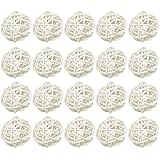 20 Piezas Elegantes Decoración de la Bola de Ratán Adornos para Navidad Halloween boda Fiesta Casa Jardín Hotel Decoración Bricolaje Artesanía (Blanco)