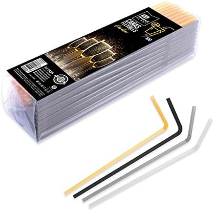 Flexible plastic straw for parties and celebrations - Variety of gold, silver, white and black colors - 100 units.