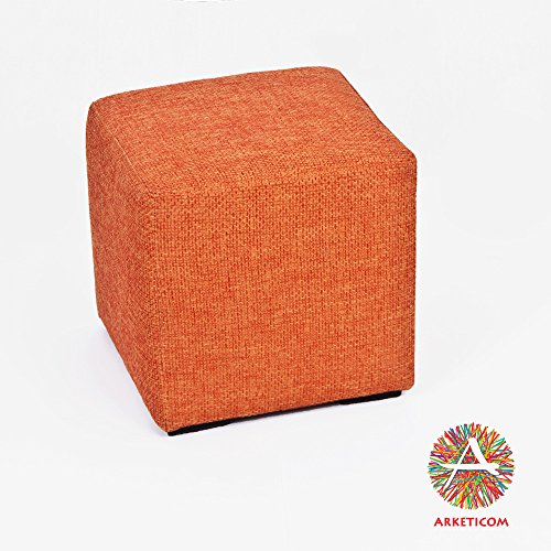 Arketi-com Ottoman Cube Orange Polyurethane High Density Height cm 45 Side cm 45 Hand Made in Italy