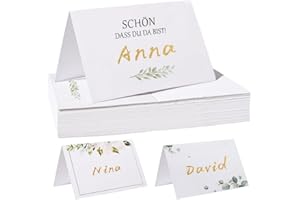 Fyshird 50 Stück Tischkarten Geburtstag Schön, Dass Du Da Bist! - Platzkarten Hochzeitsdeko Tisch Namenskarten zum Beschriften Tischdeko für Hochzeit Konfirmation Kommunion - 11 * 8.5cm
