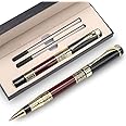 IWTEIPAN Luxury Ballpoint Pen, Business Pens, Ball Pen Gift Set, for Men Women Professional Executive Office Classy Gift Box, Ballpoint Black Refill Line Width 0.5mm (Red)